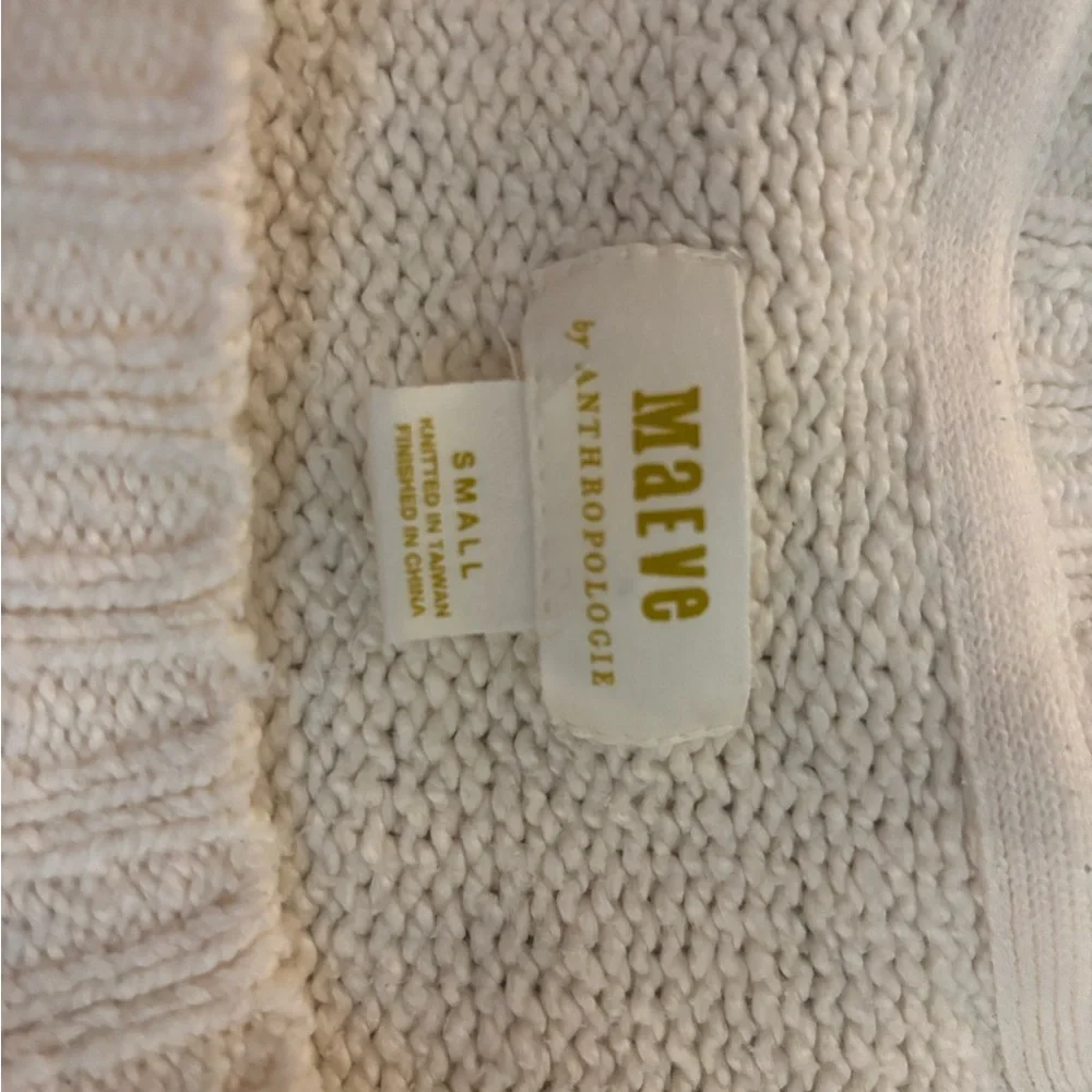Maeve Anthropologie Cream Cropped Knit Sweater Size Small Cozy Boho - Picture 9 of 9